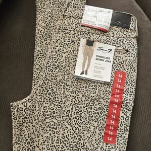 Seven7 Leopard Print Skinny Jeans 14 BNWT